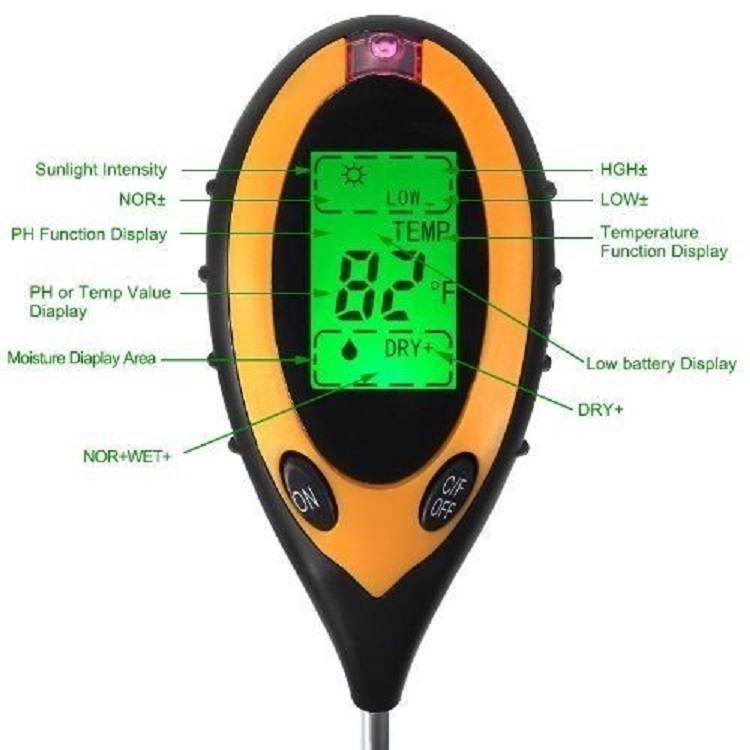 Moisture Gardening Water Soil Testing Machine 4 in 1 PH Meter with LCD Sensor Prob