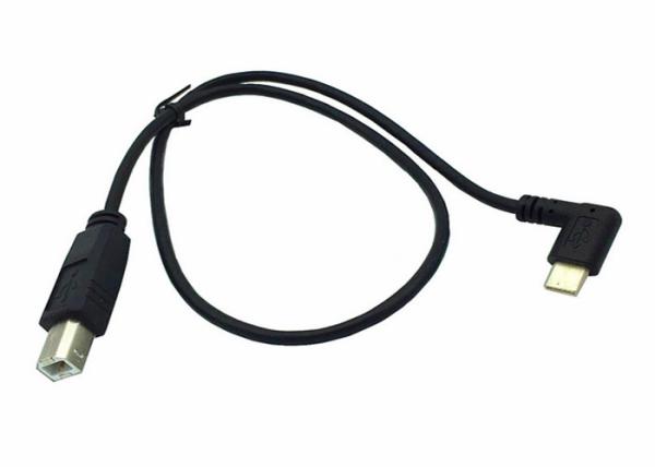 Quality 50 CM Right Angle type C to Type B USB Data Cable Customized Logo PE Low Density Pre Mold for sale