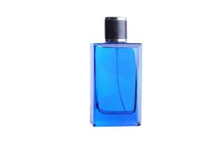 China Plastic Cap Custom Perfume Bottles 50ml Transparent With Black UV Cap on sale