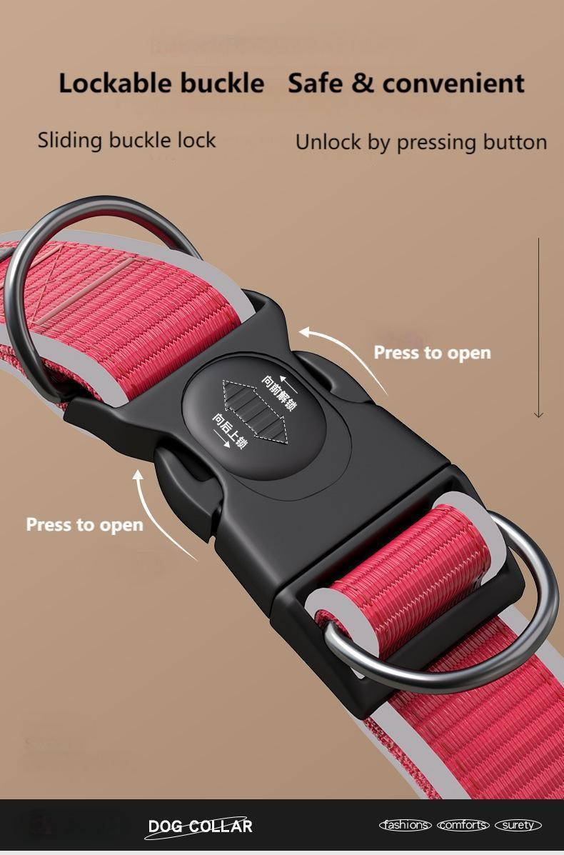 Anti-breakaway dog ​​collar Reflective anti-lost dog collar Adjustable medium and large dog pet collar