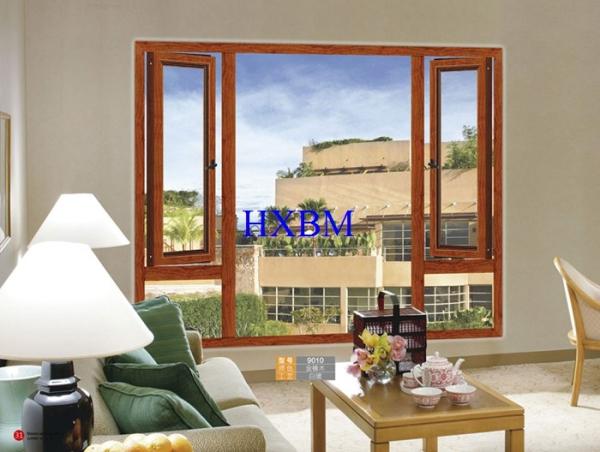 Quality Strong Frame Wood Effect Aluminium Windows, Integrated Larch Wood Alu Wood Windows for sale