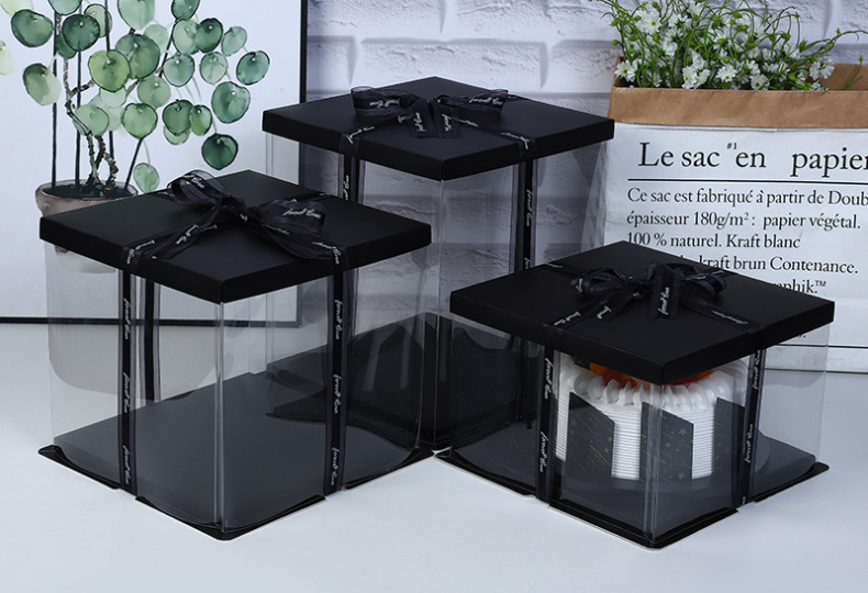 Waterproof Eco Friendly Plastic Packaging PET Transparent High Square Cake Packaging Box