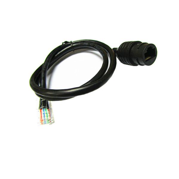 White IP67 waterproof round head RJ45 with DC Jack and Reset POE cable for IP camera