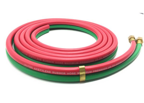 Quality Grade R Red & Green 1/4'' x 25ft Rubber Twin Hose for Oxygen - Acetylene for sale