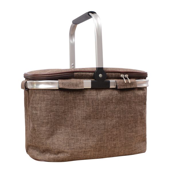 Custom Basket Insulated 6 Can Cooler With Hard Plastic Liner Mock Jute Material