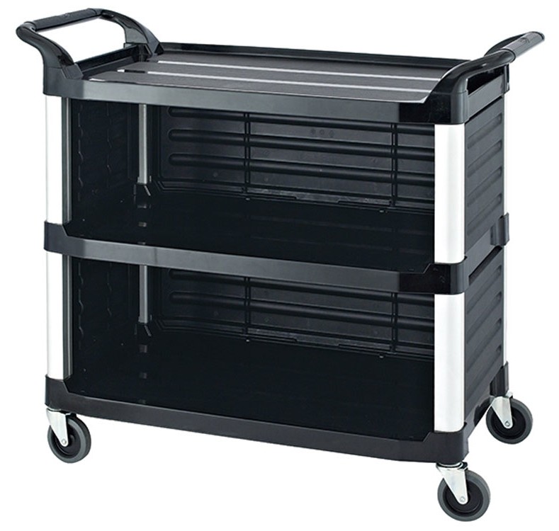 Multi - functiona l3 - Layer Plastic Dining Cart with Side Waste - Collecting Bins