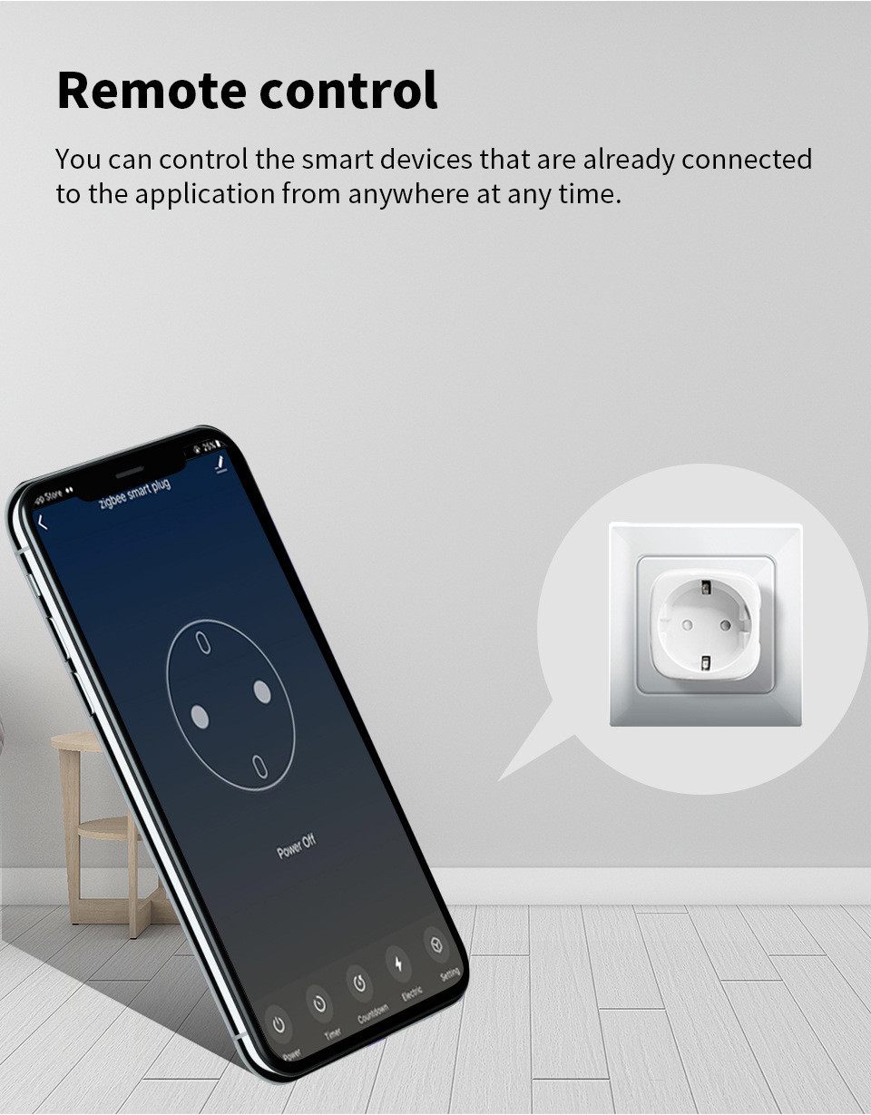Tuya Zigbee 3.0 240v Smart Wifi Socket Plug EU 16A For Alexa Google Home Gateway