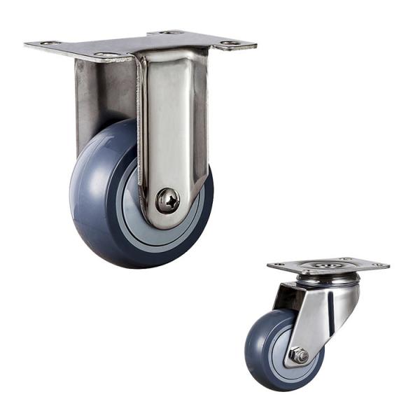 Quality 3''  Waterproof Trolley Fixed PU Stainless Steel Caster Wheels for sale