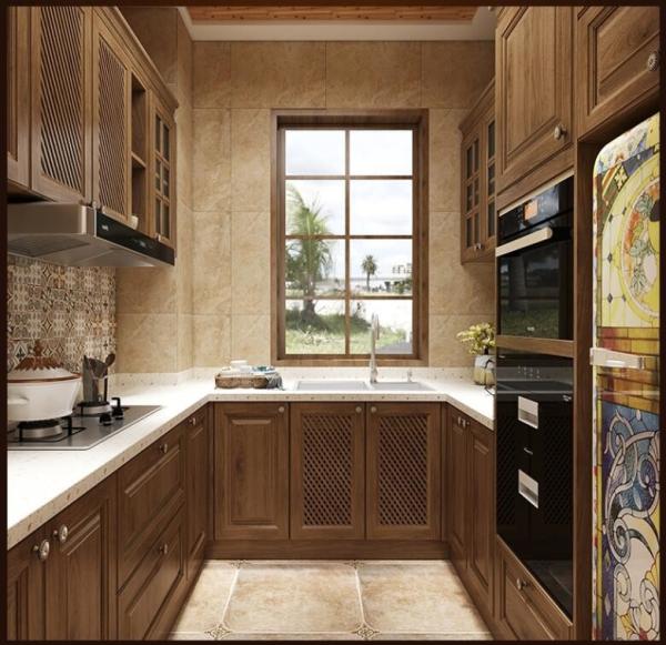 Quality 3500mm E1 U Shaped Kitchen Island Cabinets Design With Drawers Family House for sale