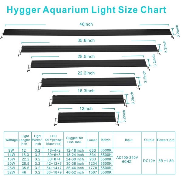 Hygger bright 6.5ft 16W RGB Aquarium Light