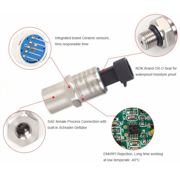 HPT300-C Refrigerant Pressure Transducer Shock Resistance OEM Refrigeration Transducer