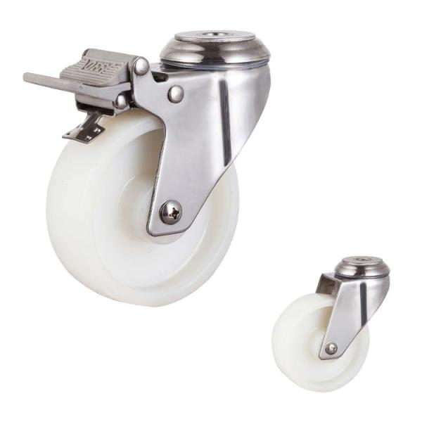 Quality 4 Inch Waterproof Nylon Wheel Bolt Hole Rotating Head Medium Duty 304SS Swivel Locking Casters for sale