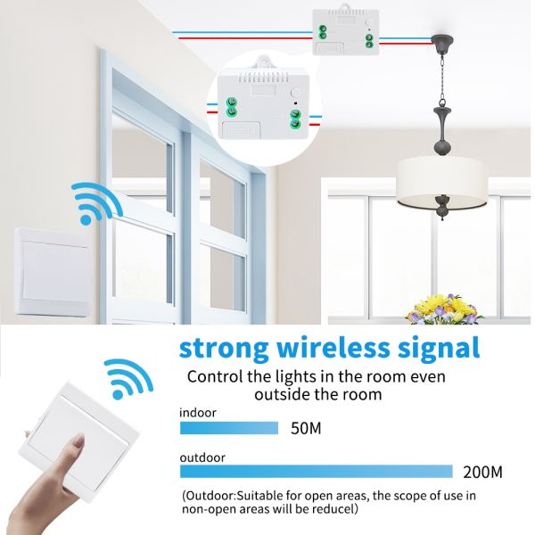 Wireless Self Powered Remote Control Switch Panel Waterproof Wall Light Switch 10A