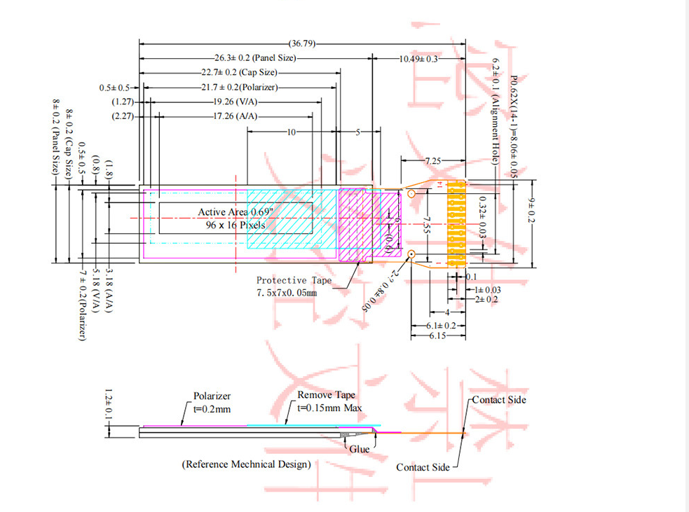 0.69 Inch Oled Screen, 96x16 Resolution, IIC Interface, Ssd1306 Display