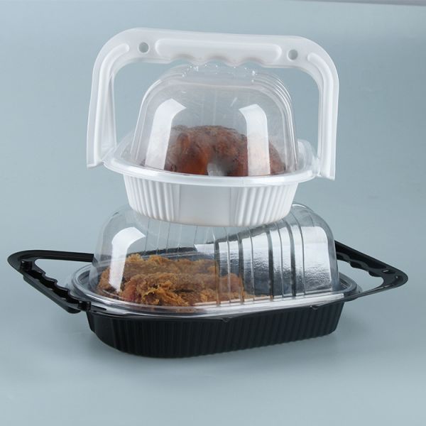 Disposable Transparent PP Roast Chicken Box Fog Resistant Lid With Handle