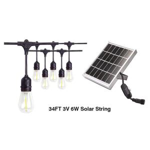 China 3v 6w 34ft Outdoor Solar LED String Lights For Garden E27 LED Filament Bulbs For Decoration on sale