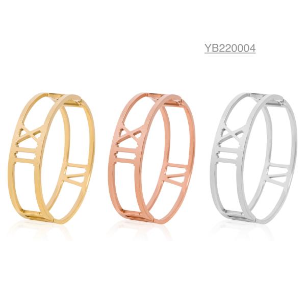 Quality L Word Design Double Ring Bracelet 18k Stainless Steel Gold Bangle for sale