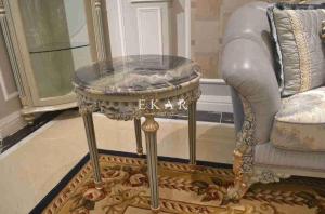 China Wooden frame coffee table and end table white marble top small sofa table on sale
