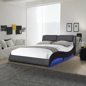 China Wave Shaped LED Bed Frame Cushion Platform Bed Frame With Adjustable LED Light on sale