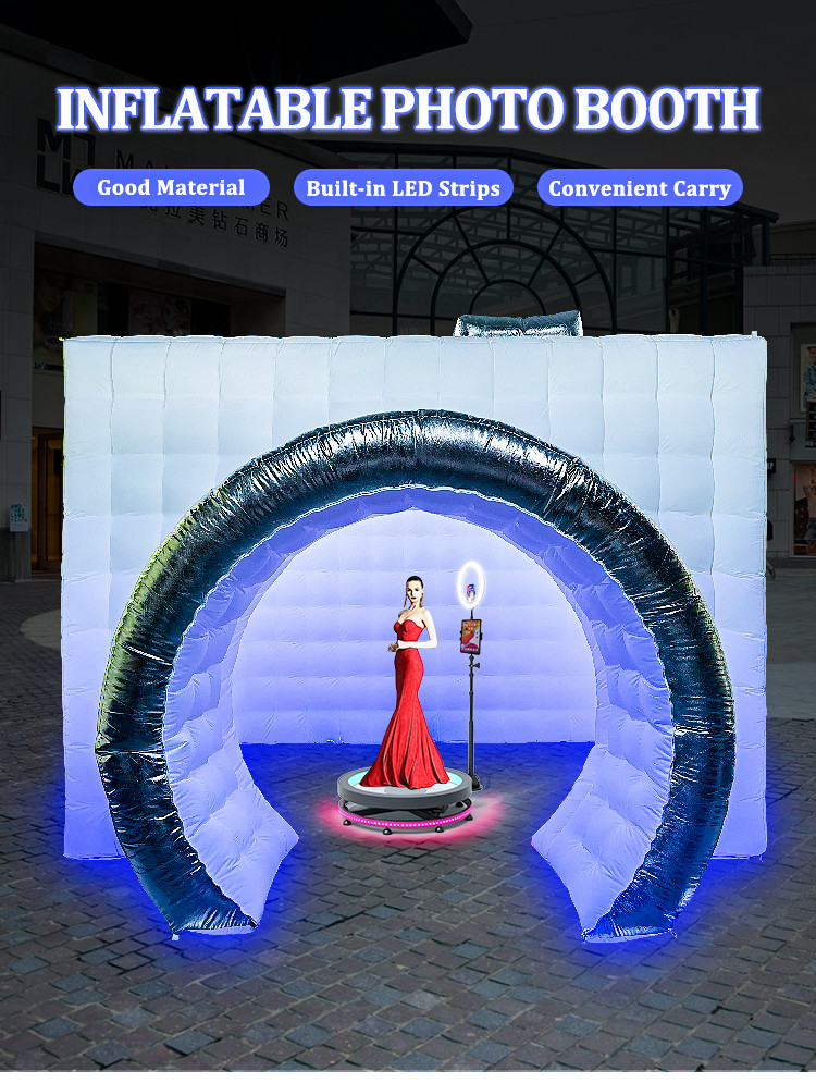 White Inflatable Photo Booth With Camera Customized Internal RGB Light