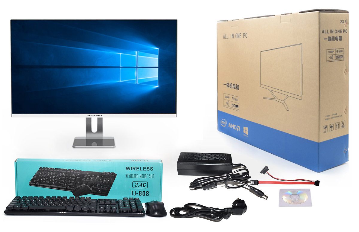 21.5 23.8 Inch Core I3 I5 I7 Business Desktop All In One Computer Pc for Windows 10 OS