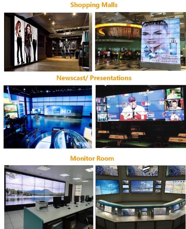 Wall Mounted Splicing LCD Monitors Display Screen 3x3 Video Wall LCD Media Screen