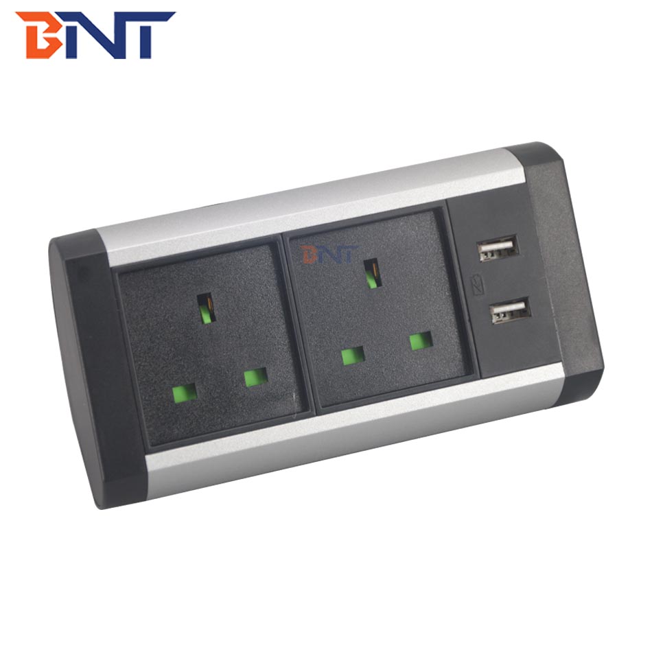 Horizontal column multimedia clamp on desk power socket box