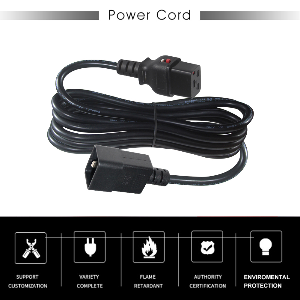 Indoor Hospital Grade C19 C20 3 Prong Power Cord with CEI Male End Type and Extend Outlet