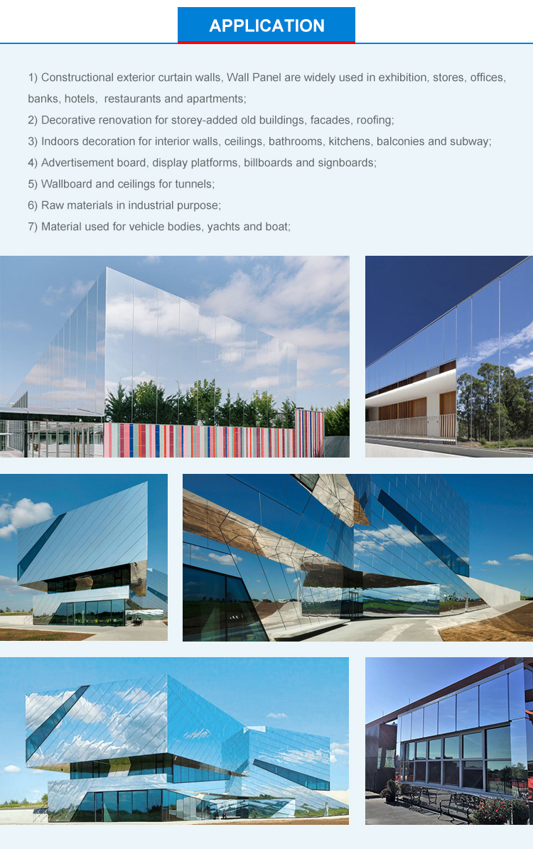 AA3003 Mirror Aluminum Composite Panel Acp B1 FR A2 Unbroken