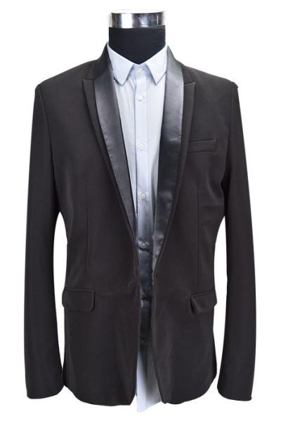 Quality Fashion Mens Tuxedo Suit Blazer Jacket Banquet Black All Polyester Material for sale