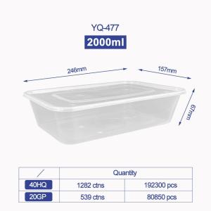 China 500ml Clear/Black Rectangular PP Disposable Plastic Food Container Microwaveable Food Bento Storage Lunch Box on sale
