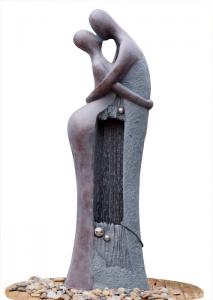 Cast Contemporary Outdoor Water Fountains In Kissing Lovers Shape