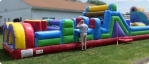 China Giant Pool Inflatable Obstacle Course 40 Foot Kids Obstacle Course Water Slide on sale