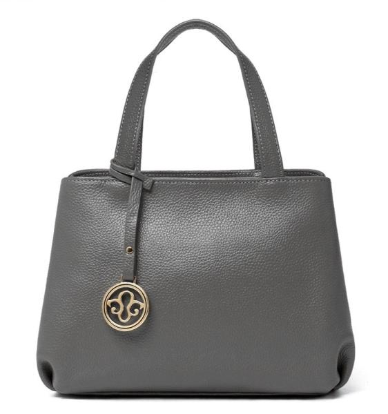 Quality Full Grain Grey Leather Crossbody HandBag Purse With Zipper for sale