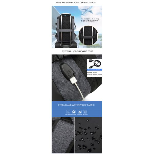 35 Litre Multi Functional Rucksack Computer Interlayer Expandable Computer Bag