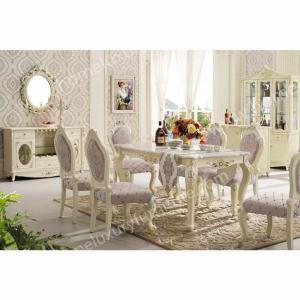 China Wholesale Square Marble Top Wooden Dining Table Designs on sale