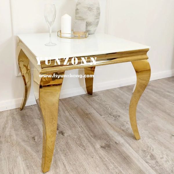 Modern Luxury Square Side Table With Marble Top Small Volume End Table for Home and Dining Console Tables
