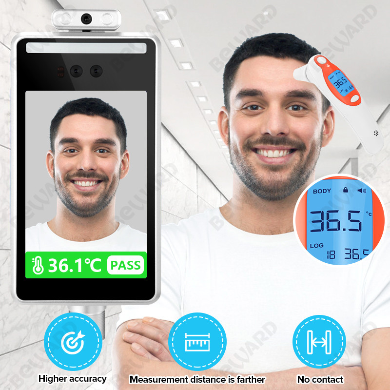 8inch Contactless Fever Detection Face Recognition Temperature Reader