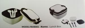 FBAB001 2 layers PP plastic lunch box with fork spoon knife inside locks on side