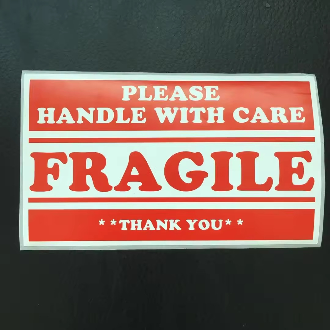 Customized Release Paper Adhesive Fragile Warning Stickers 2x3 3x5