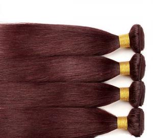 Buy cheap Red Straight Colored Human Hair Extensions Remy Brazilian Hair Weave Double Strong Weft product