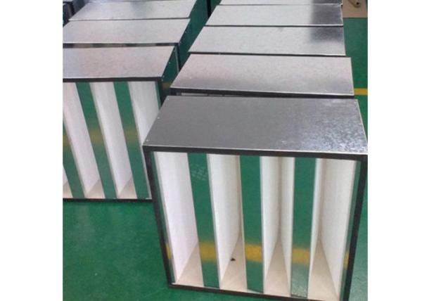 Quality H14 V Bank HEPA Filter High Air Flow Galvanized / Stainless Steel Frame for sale