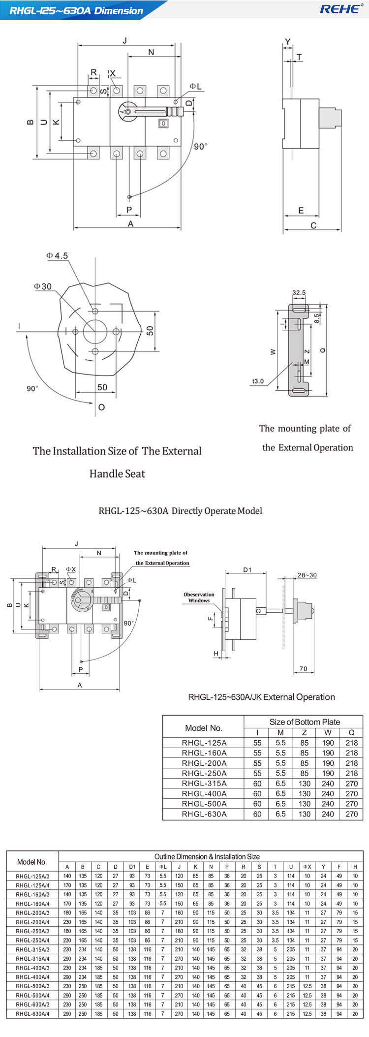 Manual Changeover Switch 3Pole/4Pole Isolation manual Transfer Switch