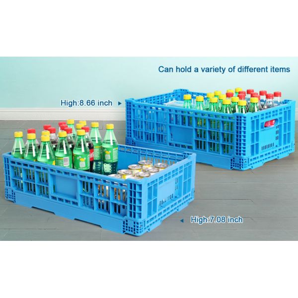 Multiple Size Folding Green Plastic Fruit Crate For Supermarket