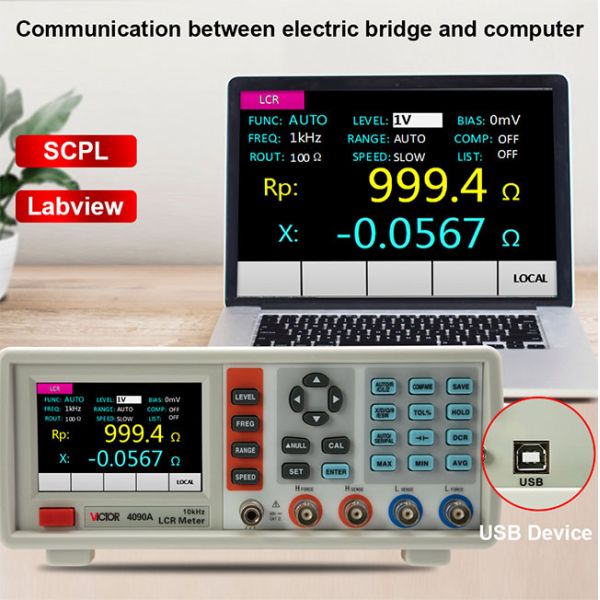 TFT Display Handheld LCR Meter With USB RS232 Cable Data Storage Function
