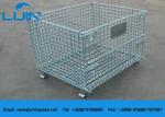 Grey Foldable Wire Mesh Cages For Workshop Pallet Metal Crate Front Drop Gate