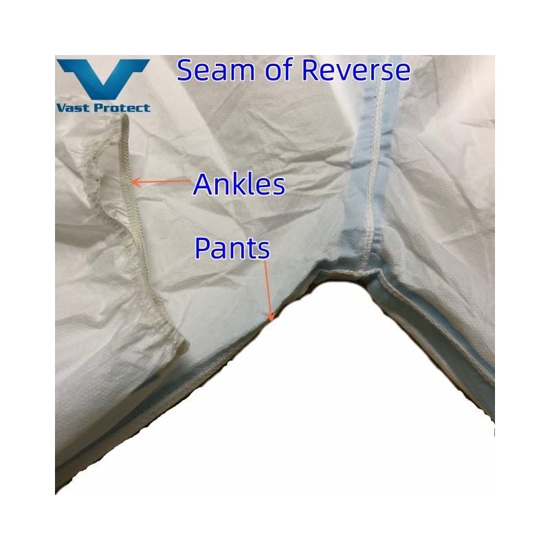 Breathable Disposable White Blue Strip Micro Film Suit Without Boots-Cover