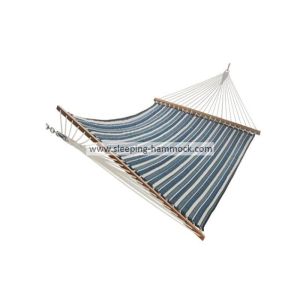 Lightweight Folding Quilted Fabric Hammock , Blue And White Striped Hammock