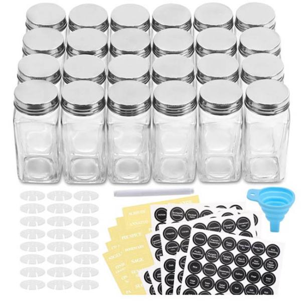 Quality 4oz 24pcs Glass Spice Seasoning Jar Set With Airtight Cap for sale