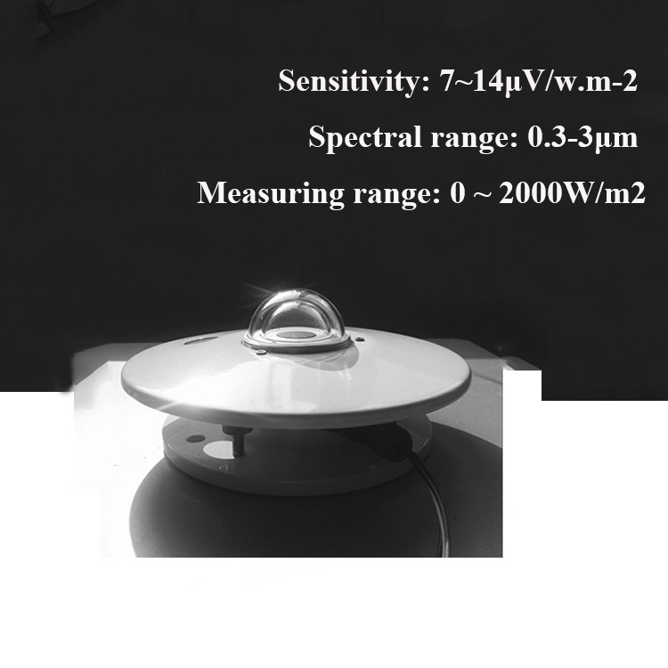 Professional Total Solar Radiation Meter Sensor with 7-14μV/w.m-2 Sensitivity